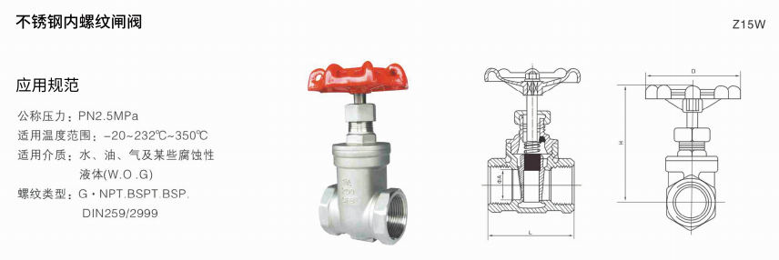 Stainless steel internal thread gate valve
